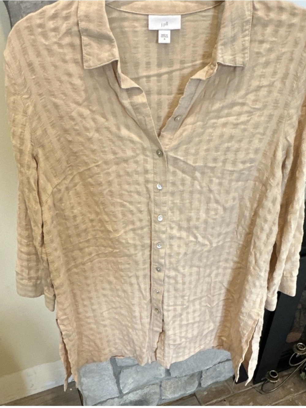 J. Jill Light Beige Button-Down Shirt